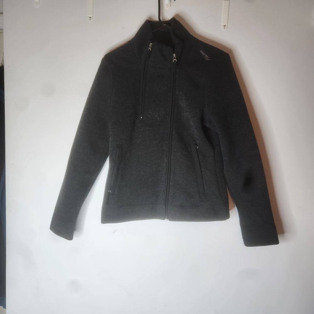 Saucony Women's Wool Blend sports jacket Medium Double‎ Zipper Black Outdoor